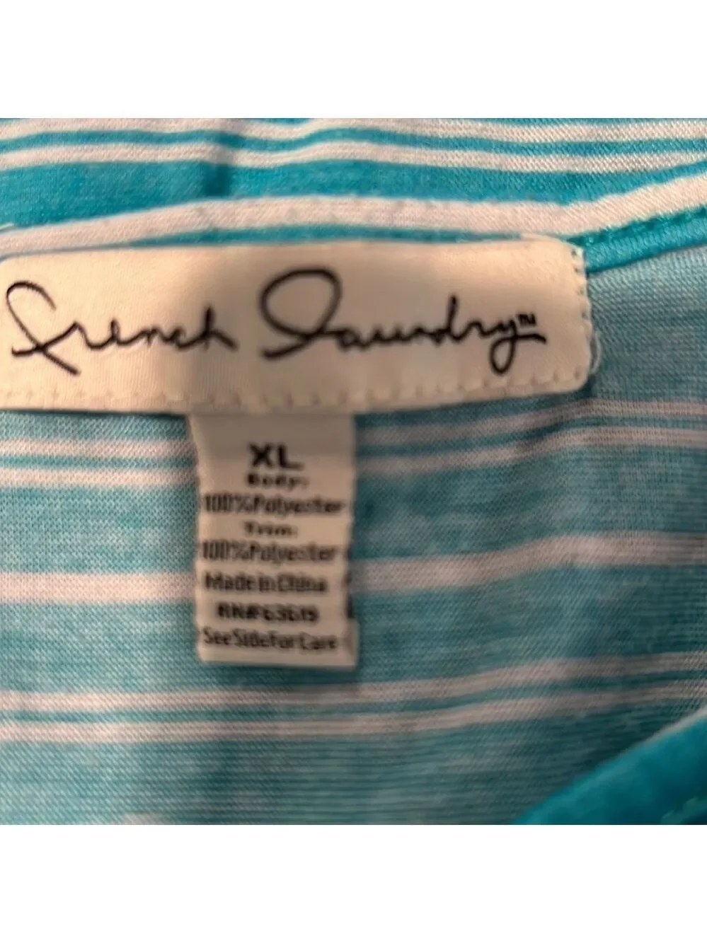 French Laundry Green and White Button Down Blouse XL